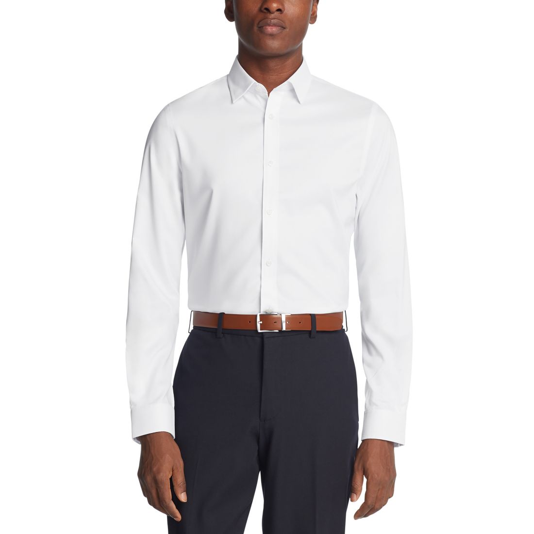 Michael Kors Men's Airsoft Slim Fit Untucked Length Wrinkle Free Stretch Dress Shirt