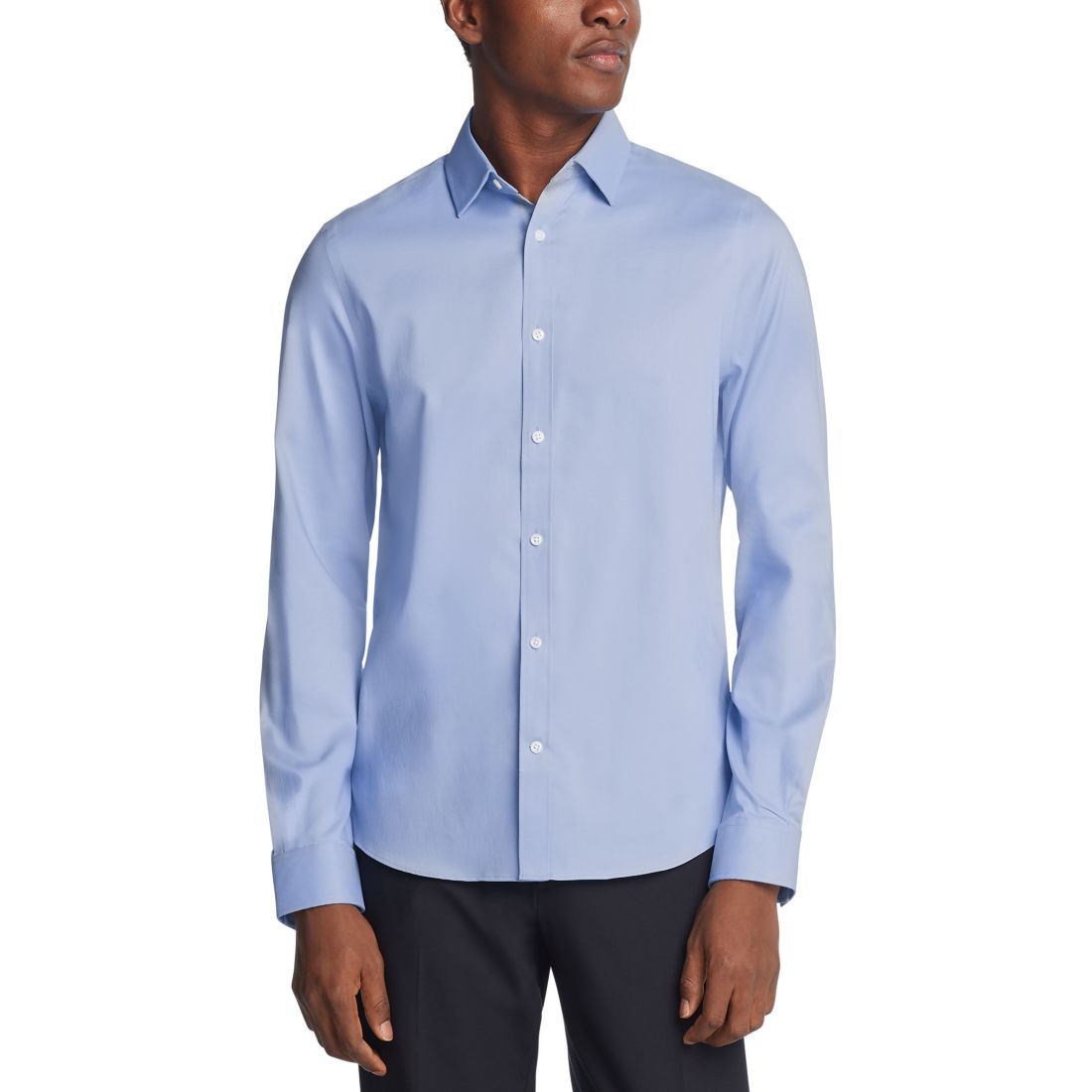 Michael Kors Men's Airsoft Slim Fit Untucked Length Wrinkle Free Stretch Dress Shirt