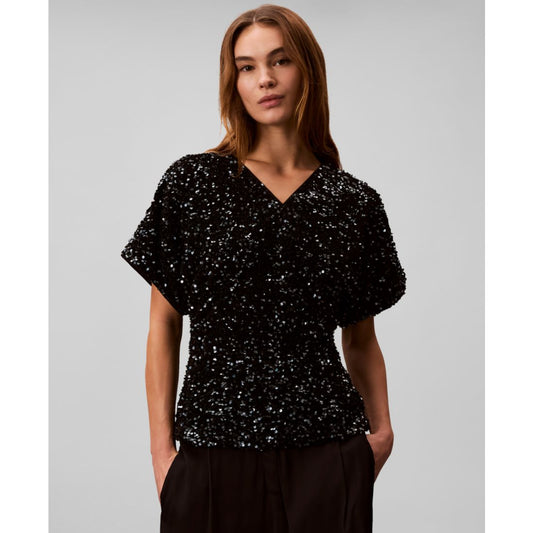 Calvin Klein Women's V-Neck Sequin Top