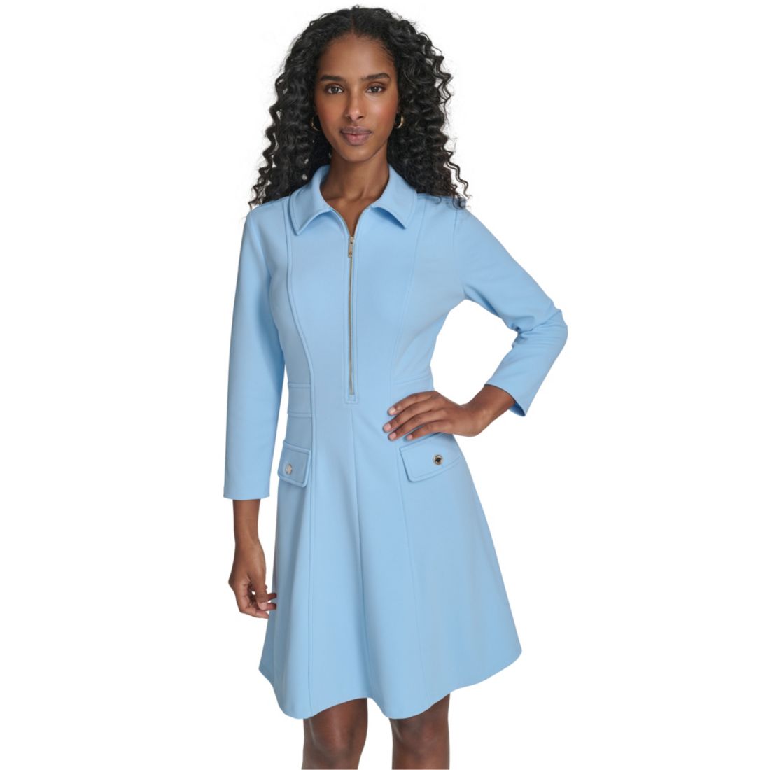 Tommy Hilfiger Women's Zip-Front Fit and Flare Dress