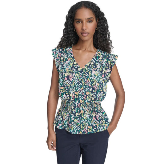 Tommy Hilfiger Women's Floral Smocked Peplum Top