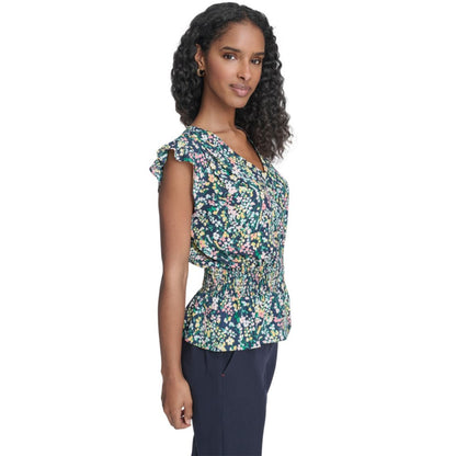 Tommy Hilfiger Women's Floral Smocked Peplum Top