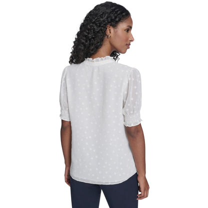 Tommy Hilfiger Women's Clip Dot Ruffle Popover Top