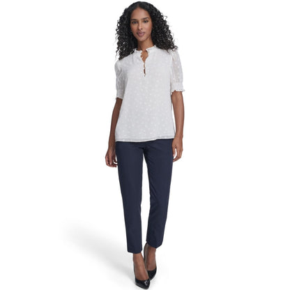 Tommy Hilfiger Women's Clip Dot Ruffle Popover Top