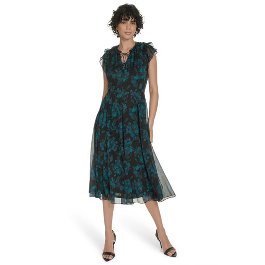 Tommy Hilfiger Petite Flutter Sleeve Midi Dress