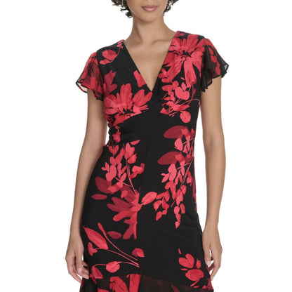 Tommy Hilfiger Women's Flutter Sleeve Chiffon Dress