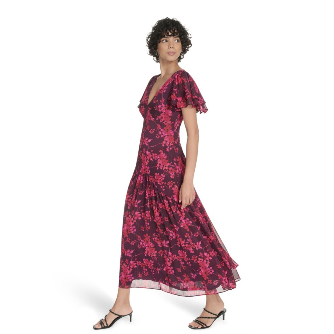 Tommy Hilfiger Women's Flutter Sleeve V-Neck Dress