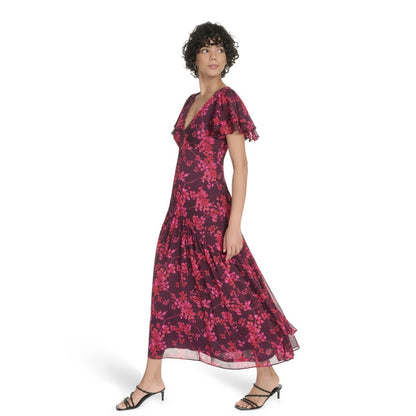 Tommy Hilfiger Women's Flutter Sleeve V-Neck Dress