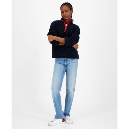 Tommy Hilfiger Women's Quarter-Zip Faux-Sherpa Jacket