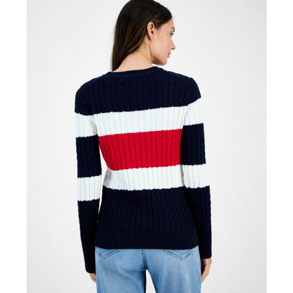 Tommy Hilfiger Women's Cotton Flag Cable Knit Sweater