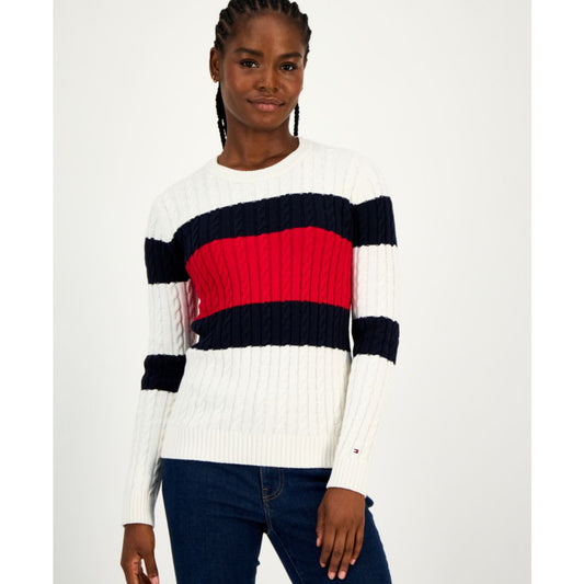 Tommy Hilfiger Women's Cotton Flag Cable Knit Sweater