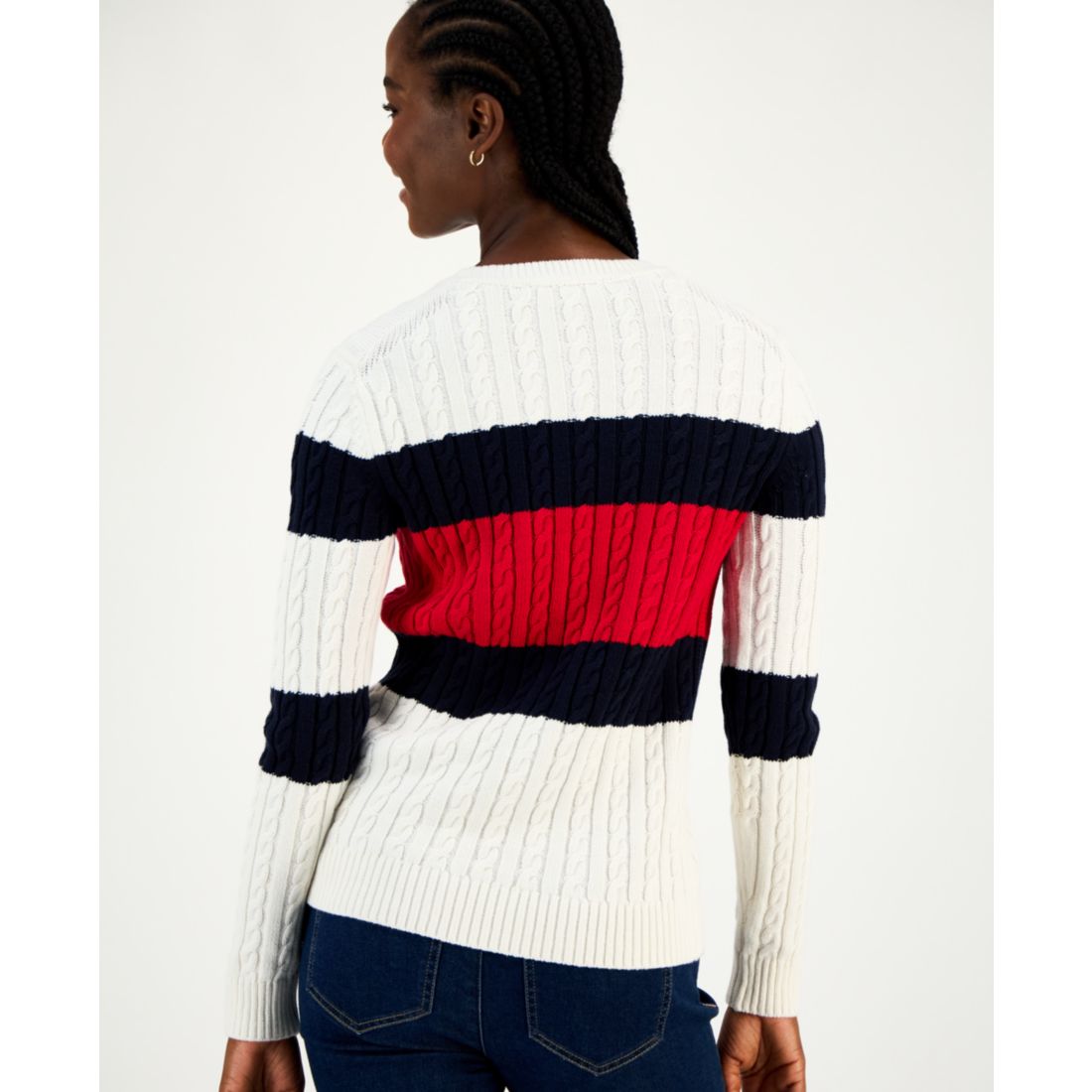 Tommy Hilfiger Women's Cotton Flag Cable Knit Sweater