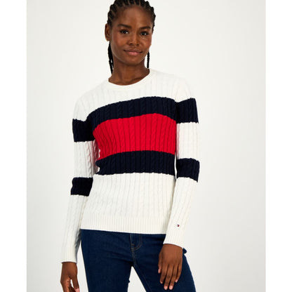 Tommy Hilfiger Women's Cotton Flag Cable Knit Sweater