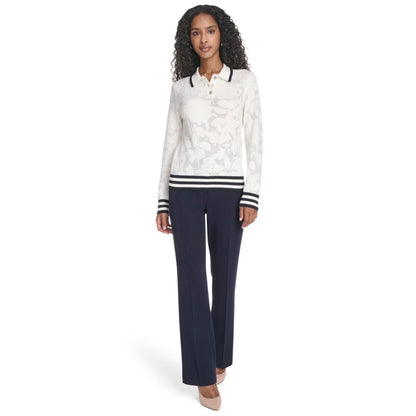 Tommy Hilfiger Women's Jacquard Long Sleeve Floral Sweater