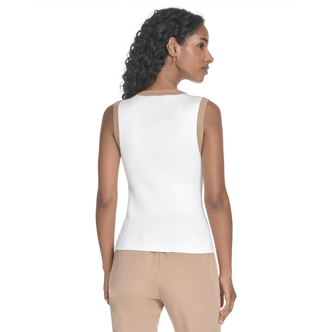Tommy Hilfiger Women's Sleeveless Tipped Sweater - Midnight/ Tigers Eye