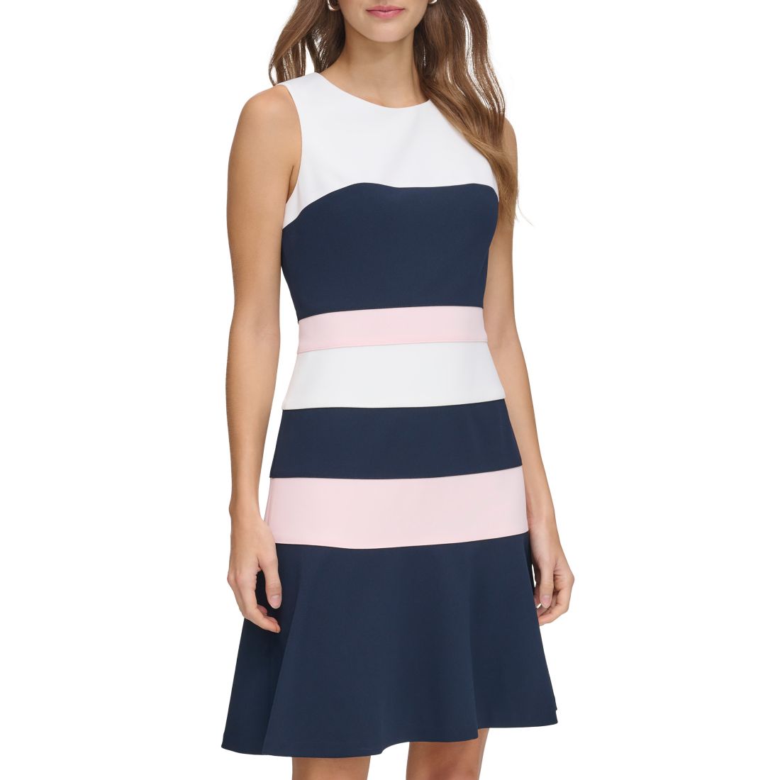 Tommy Hilfiger Women's Colorblocked Scuba Crepe Sleeveless Dress