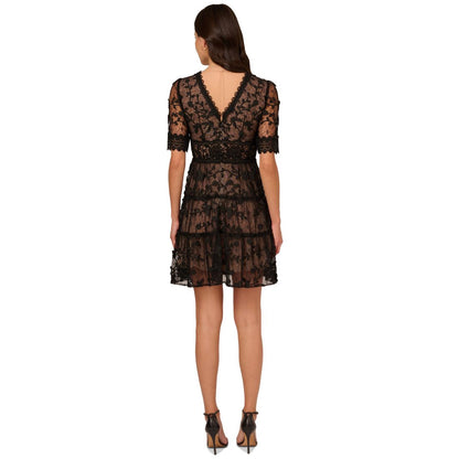 Adrianna Papell Women's V-Neck Lace Embroidery Dress