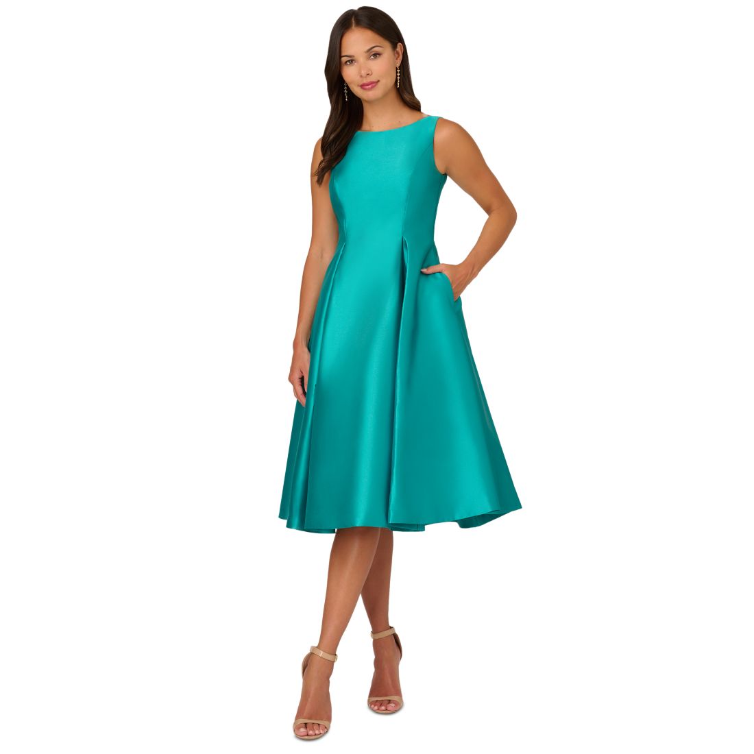 Adrianna Papell Boat-Neck A-Line Dress