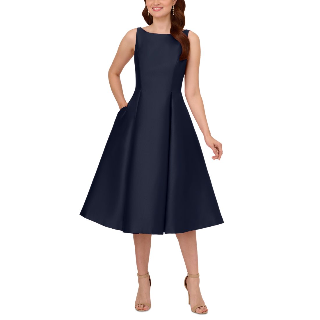 Adrianna Papell Boat-Neck A-Line Dress