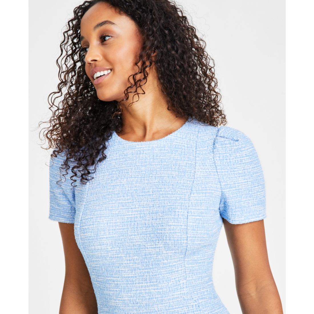 Calvin Klein Women's Tweed Short-sleeve Sheath Mini Dress