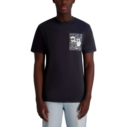 Karl Lagerfeld Paris Men's Karl & Choupette Relaxed Fit Short Sleeve Signature Chest Graphic T-Shirt