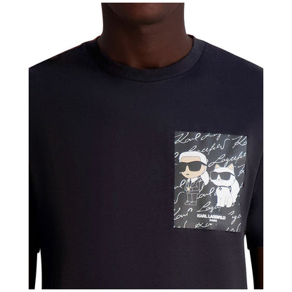 Karl Lagerfeld Paris Men's Karl & Choupette Relaxed Fit Short Sleeve Signature Chest Graphic T-Shirt