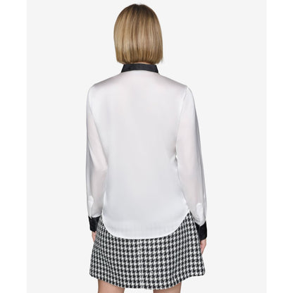 Karl Lagerfeld Paris Women's Tie-Neck Long-Sleeve Satin Blouse