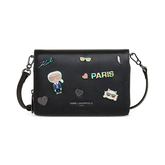 Karl Lagerfeld Paris Lourdes Crossbody with Cate Pins - Black W/ Kpins