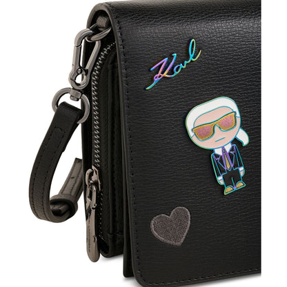 Karl Lagerfeld Paris Lourdes Crossbody with Cate Pins - Black W/ Kpins