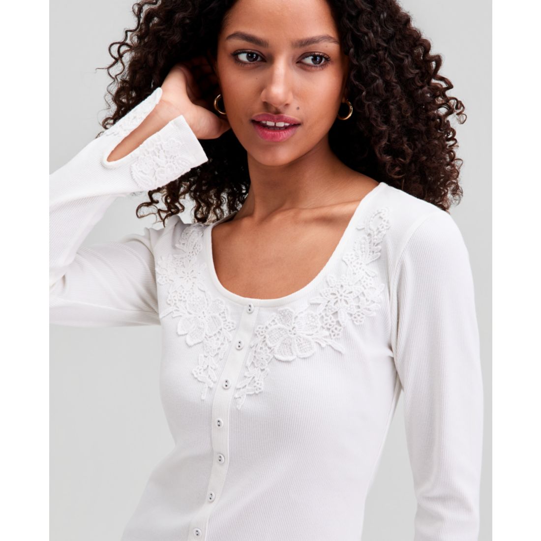And Now This Women's Scoop-Neck Button-Front Top, Macy's Exclusive