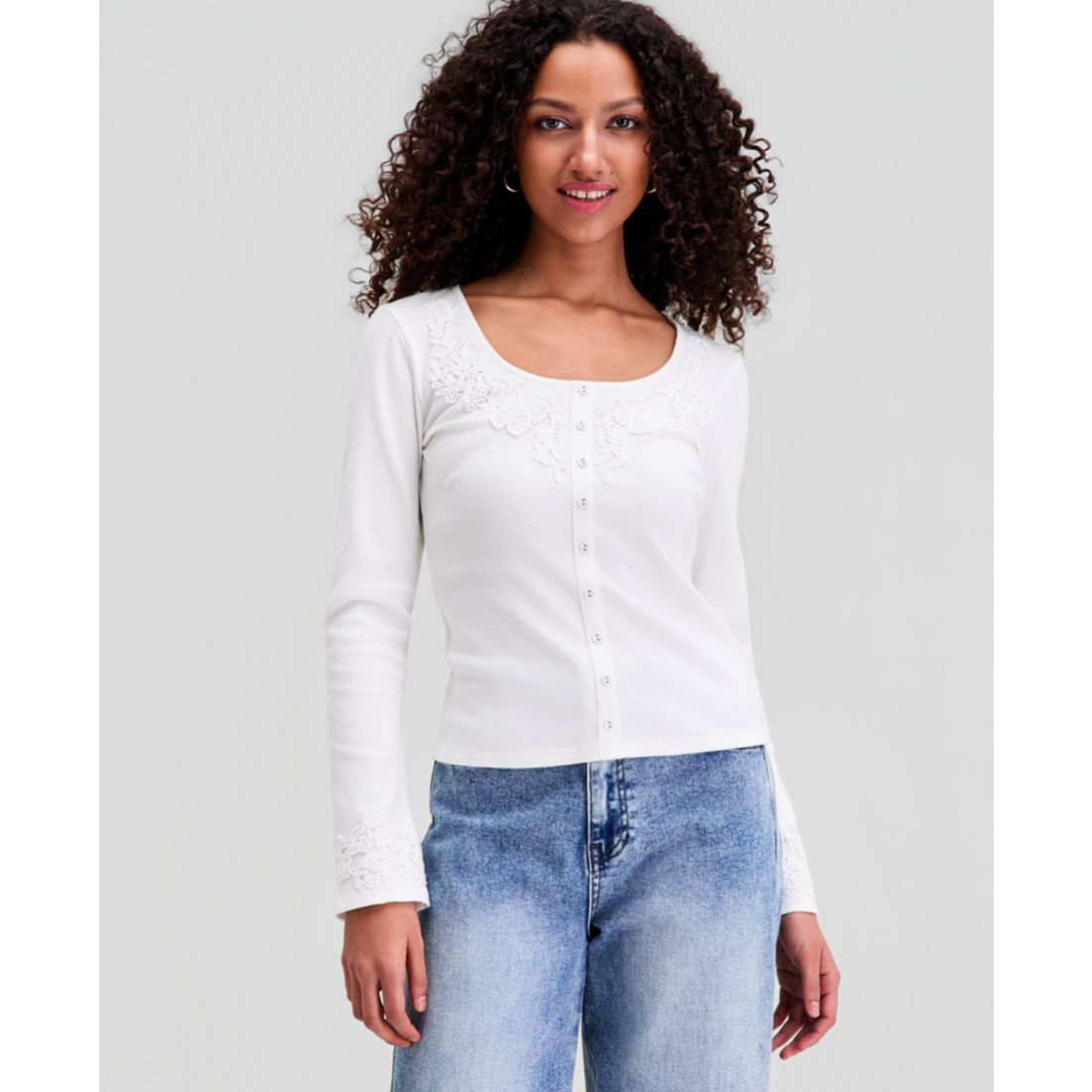 And Now This Women's Scoop-Neck Button-Front Top, Macy's Exclusive