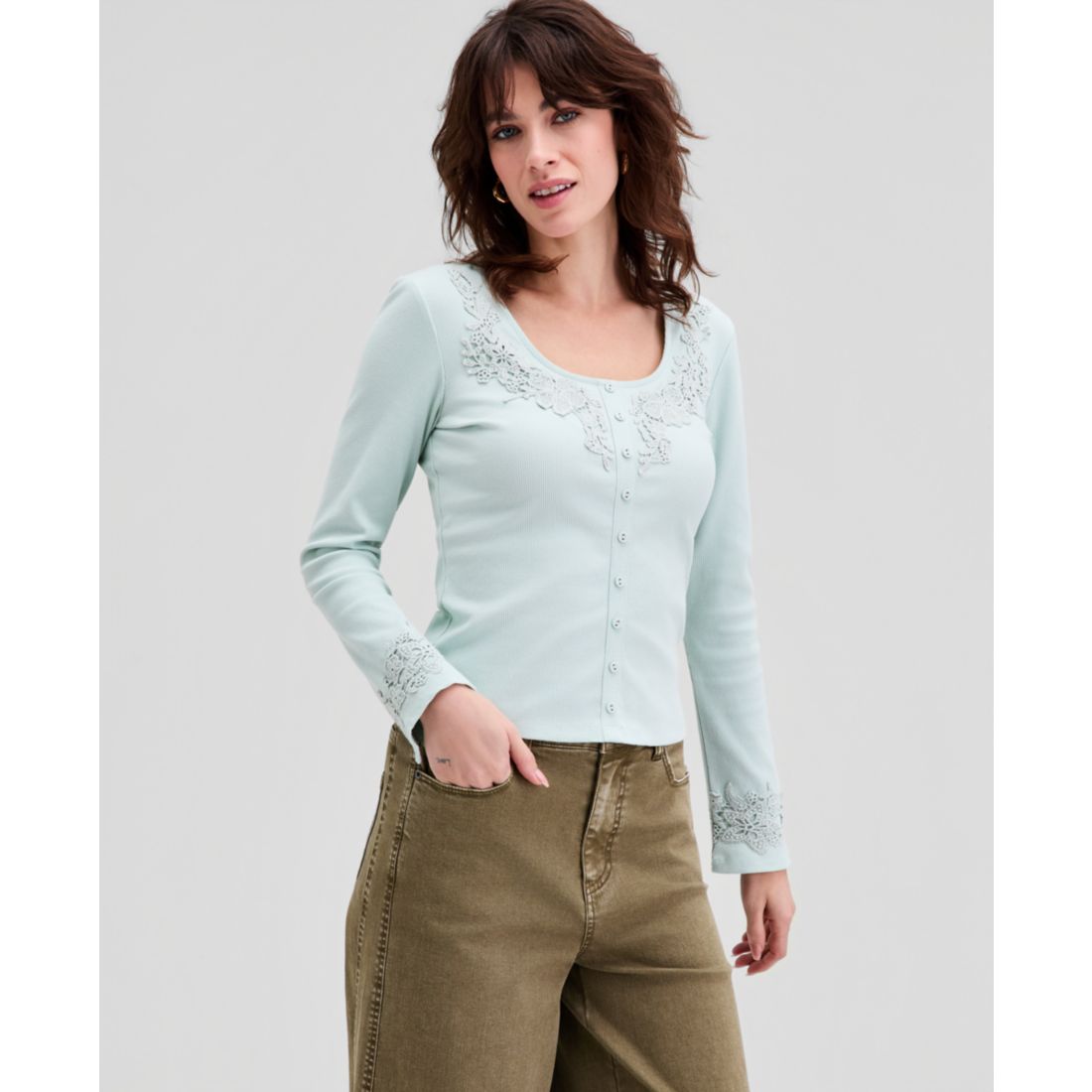 And Now This Women's Scoop-Neck Button-Front Top, Macy's Exclusive