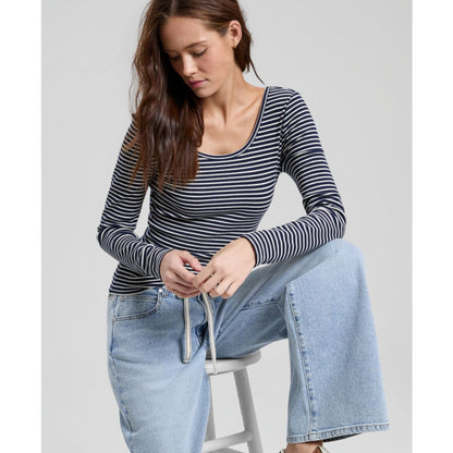 And Now This Women's Striped Double-Scoop Top, Macy's Exclusive