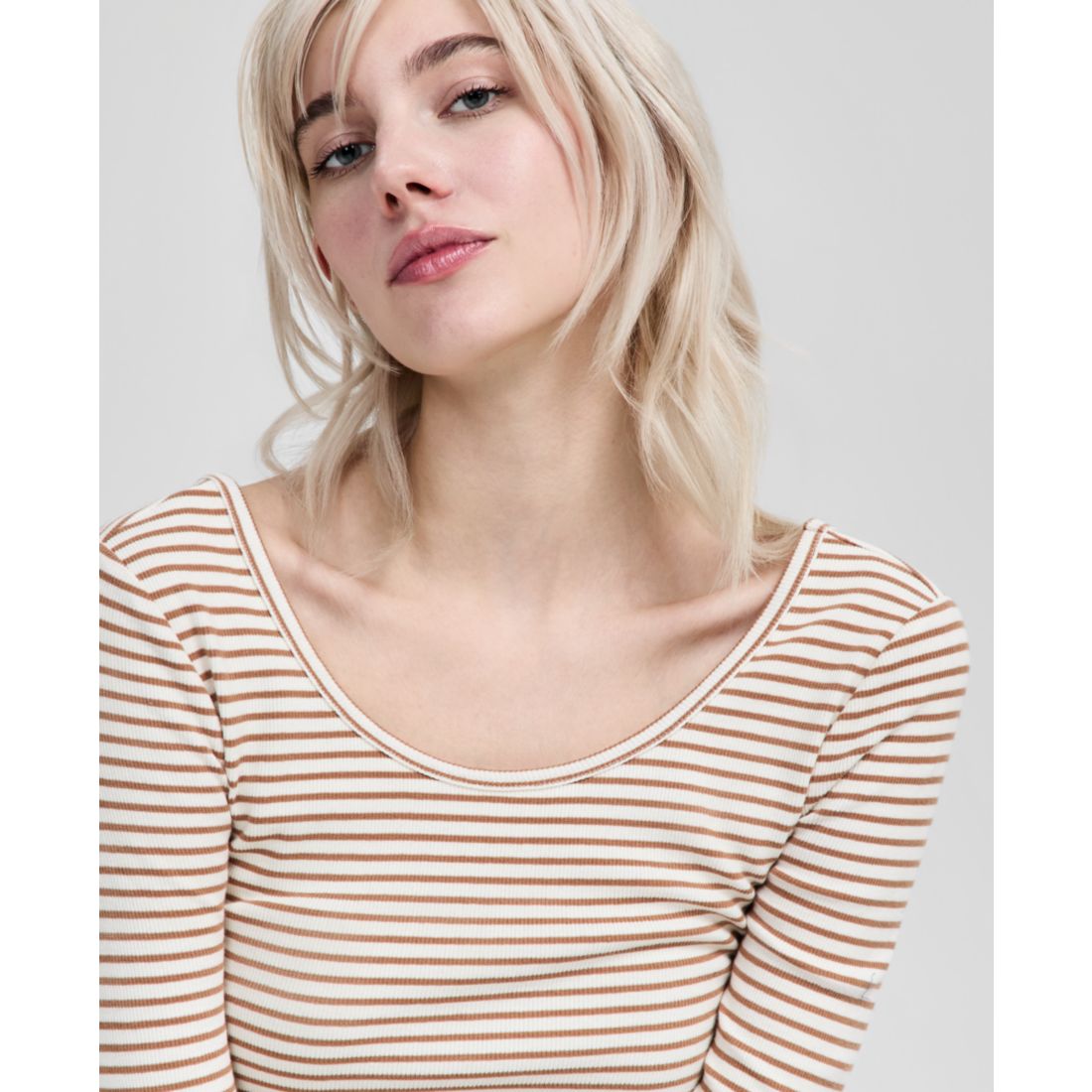 And Now This Women's Striped Double-Scoop Top, Macy's Exclusive