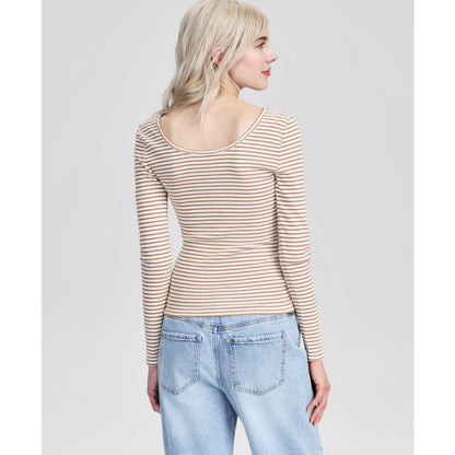 And Now This Women's Striped Double-Scoop Top, Macy's Exclusive