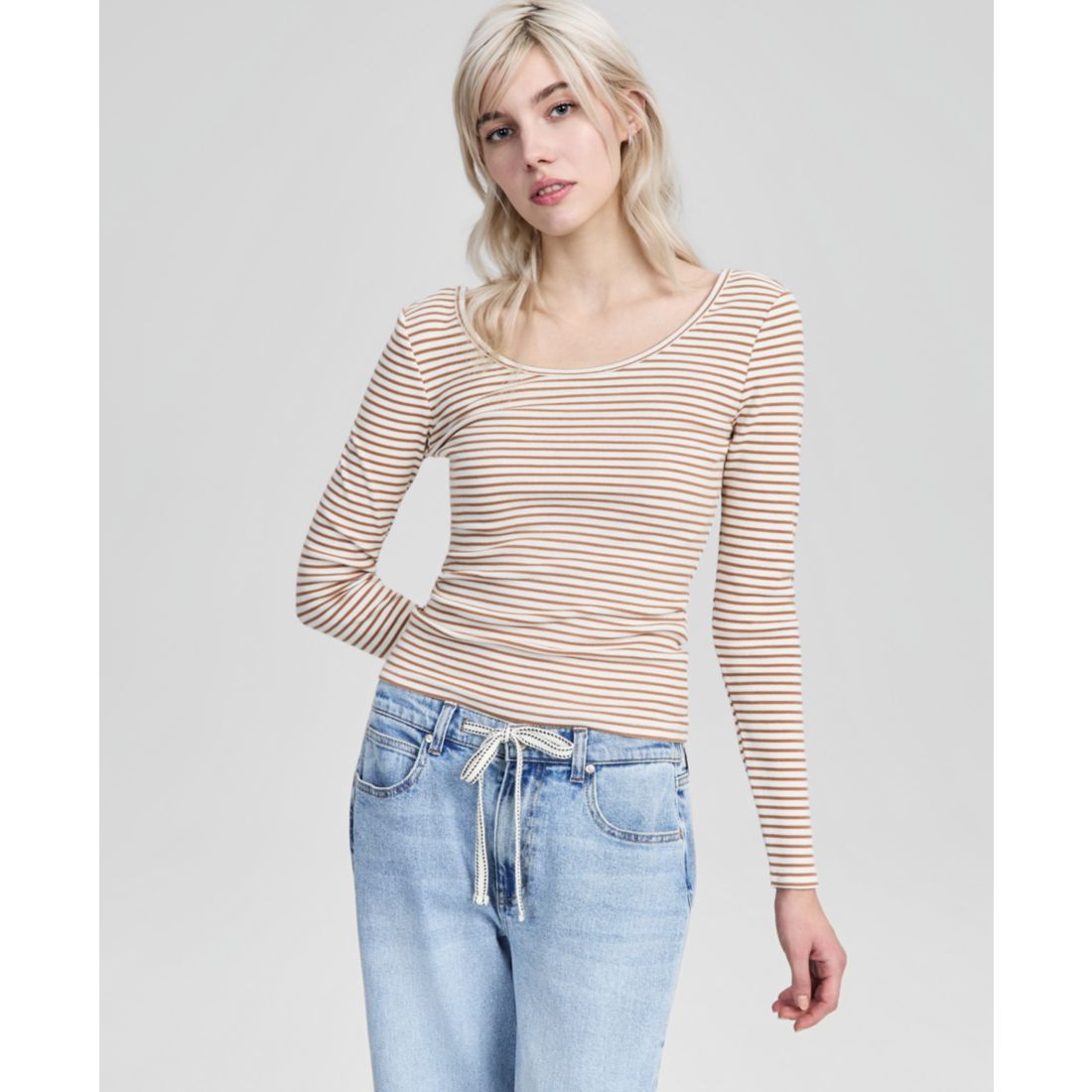And Now This Women's Striped Double-Scoop Top, Macy's Exclusive