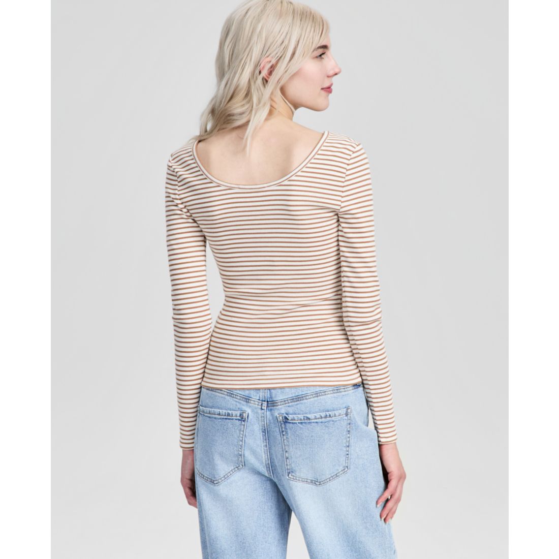 And Now This Women's Striped Double-Scoop Top, Macy's Exclusive