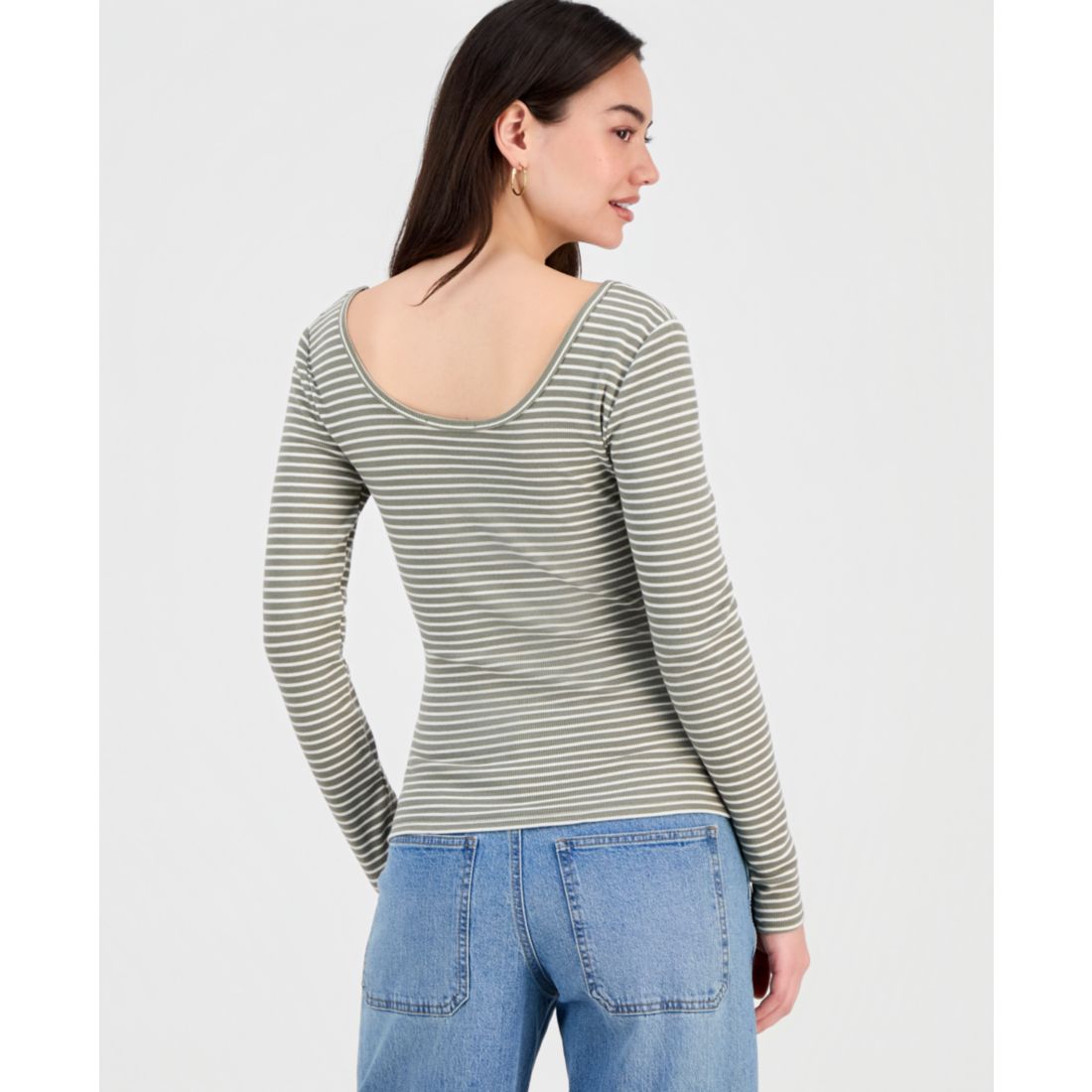 And Now This Women's Striped Double-Scoop Top, Macy's Exclusive