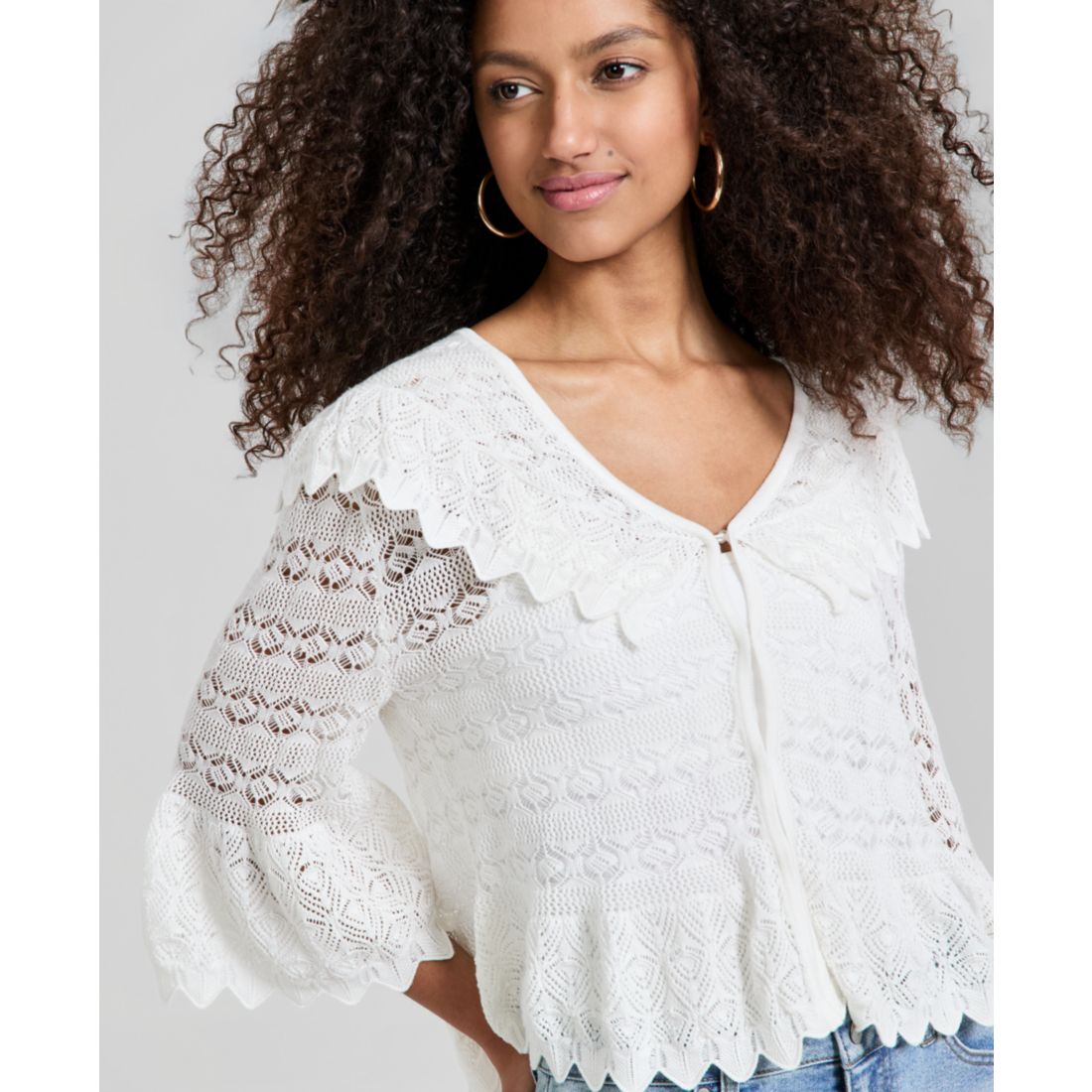 And Now This Women's Pointelle-Knit Cape-Back Cardigan, Macy's Exclusive