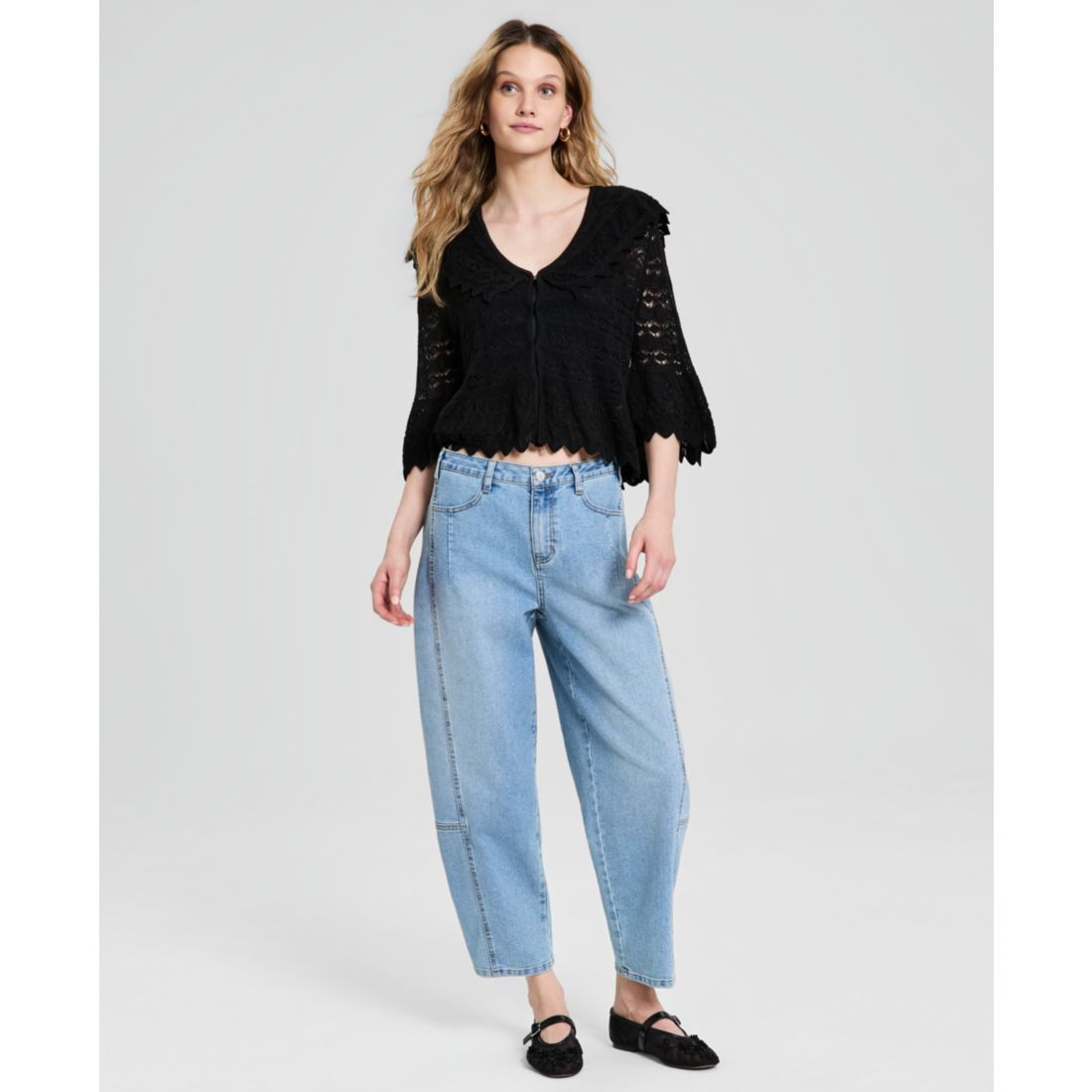 And Now This Women's Pointelle-Knit Cape-Back Cardigan, Macy's Exclusive