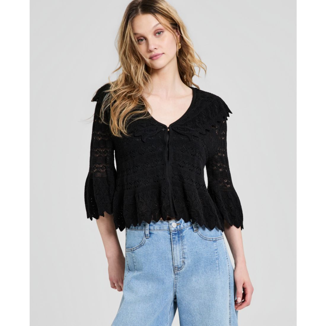 And Now This Women's Pointelle-Knit Cape-Back Cardigan, Macy's Exclusive