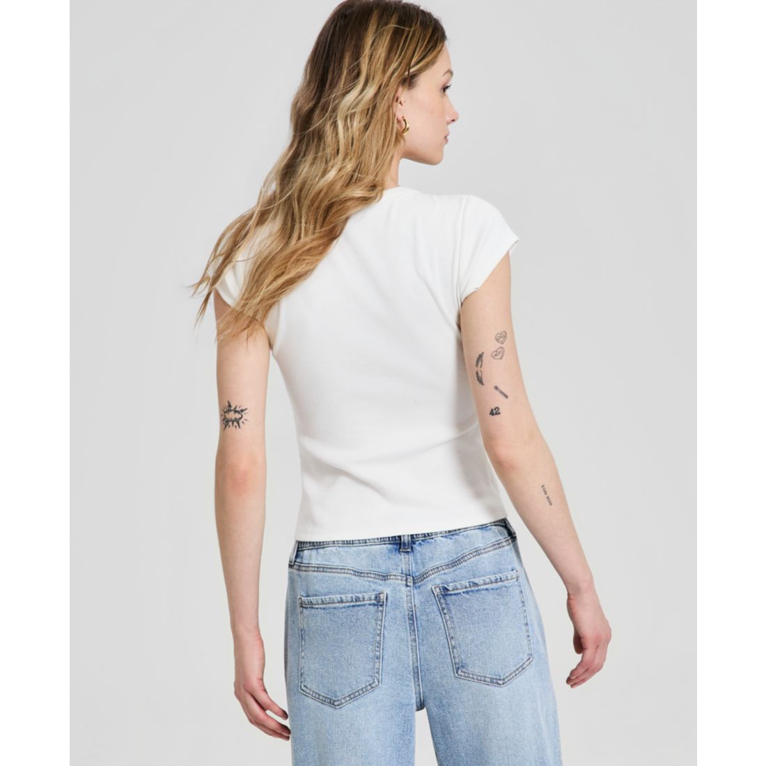And Now This Women's V-Neck Rib-Knit Short-Sleeve T-Shirt, Macy's Exclusive