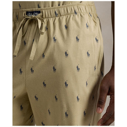 Polo Ralph Lauren Men's Crewneck T-Shirt and Pajama Pants, 2-Piece Set - Classic Khaki/ Cruise Navy All Over Polo