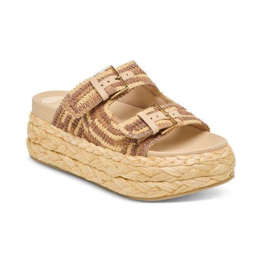 Dolce Vita Women's Falyn Platform Double Buckle Raffia Woven Footbed Sandals
