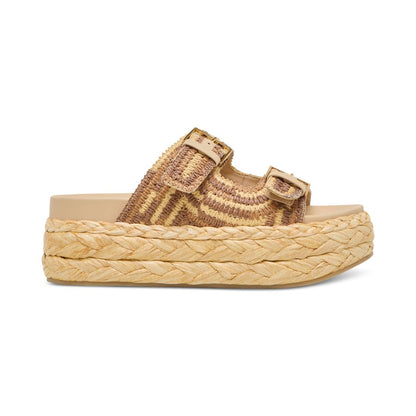 Dolce Vita Women's Falyn Platform Double Buckle Raffia Woven Footbed Sandals