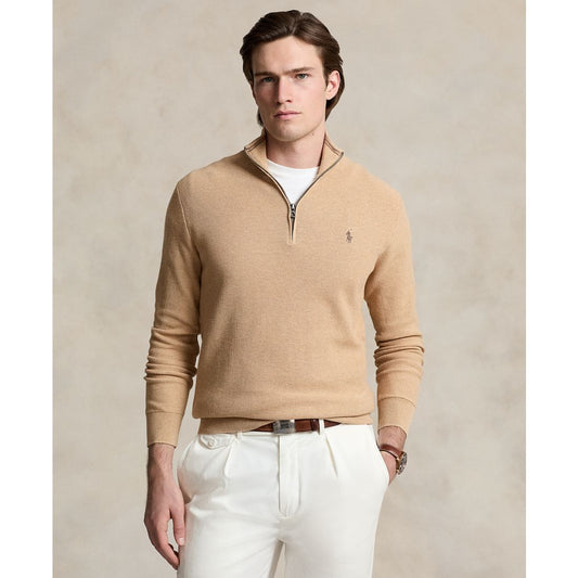 Polo Ralph Lauren Men's Mesh-Knit Cotton Quarter-Zip Sweater