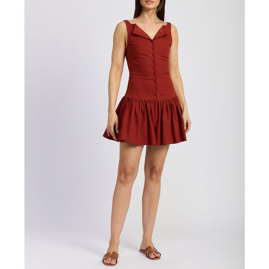 En Saison Women's Megumi Sleeveless Cotton Linen Mini Dress