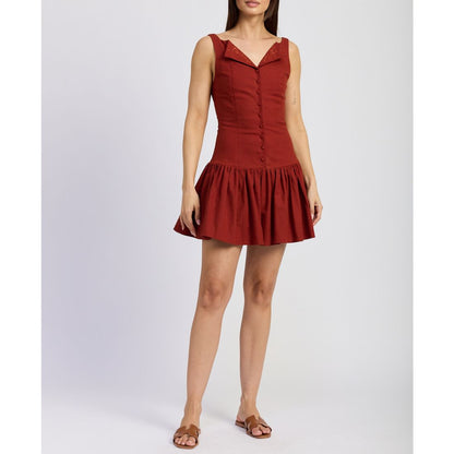 En Saison Women's Megumi Sleeveless Cotton Linen Mini Dress
