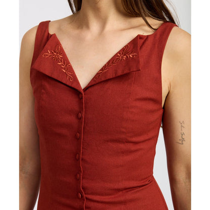 En Saison Women's Megumi Sleeveless Cotton Linen Mini Dress