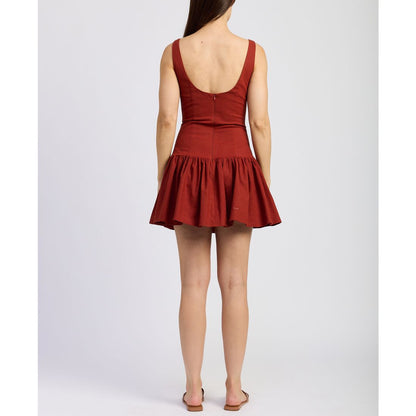 En Saison Women's Megumi Sleeveless Cotton Linen Mini Dress